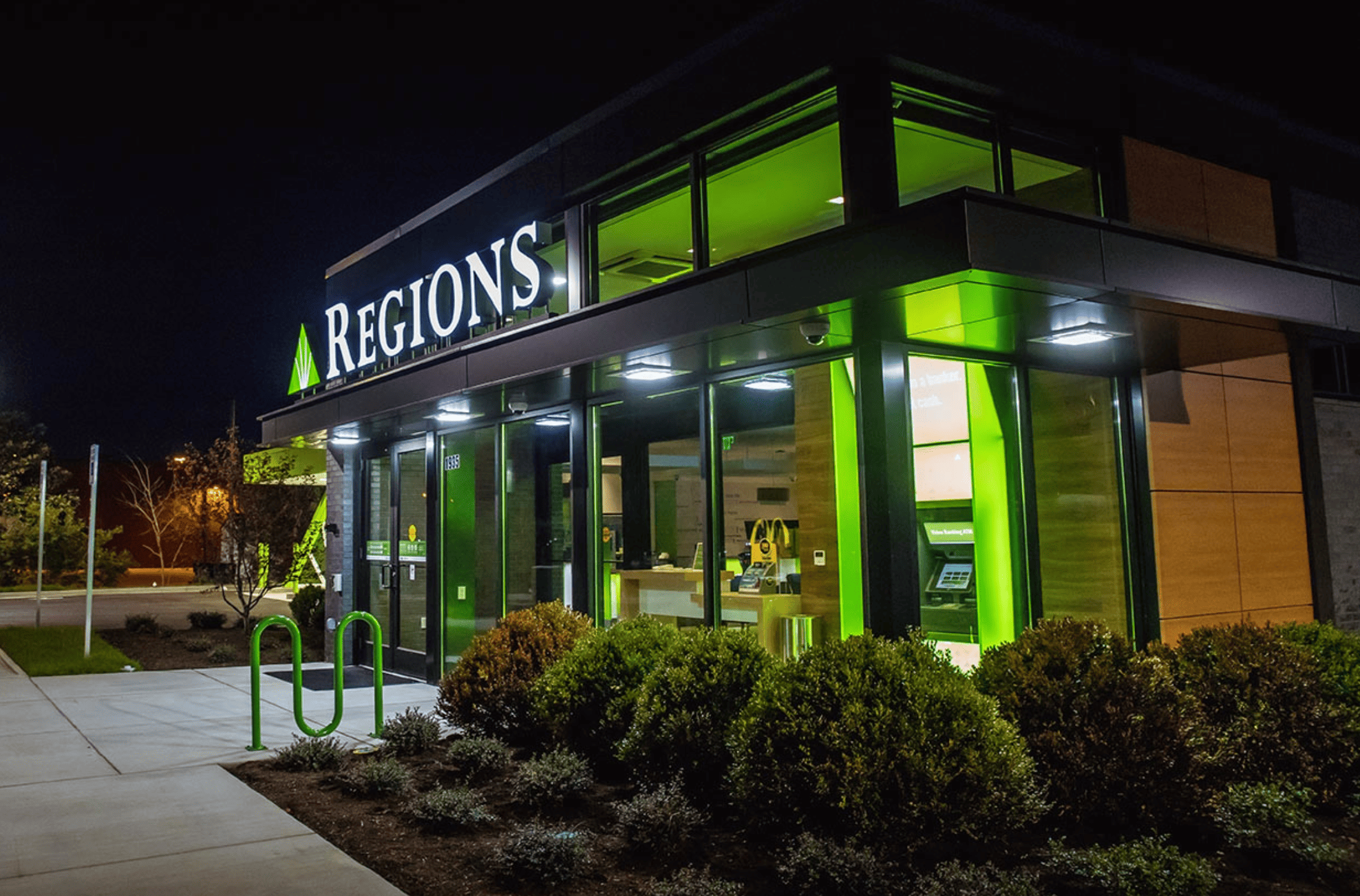 Exterior sign and lighting for Bank