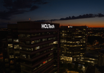 Corporate Signage for High-Rise - Nighttime View