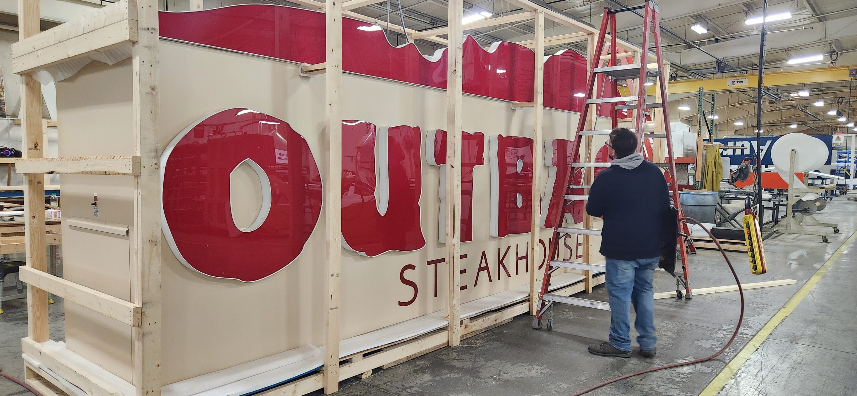 Sign being crated for shipping