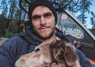 Tom Turcich and dog Savannah traveling the world