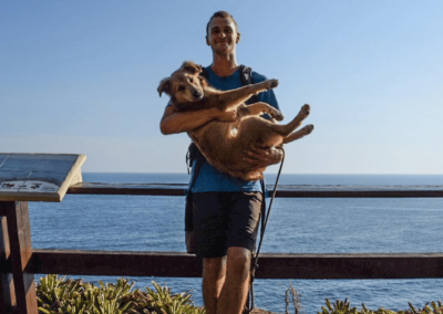 Tom Turcich and dog Savannah traveling the world