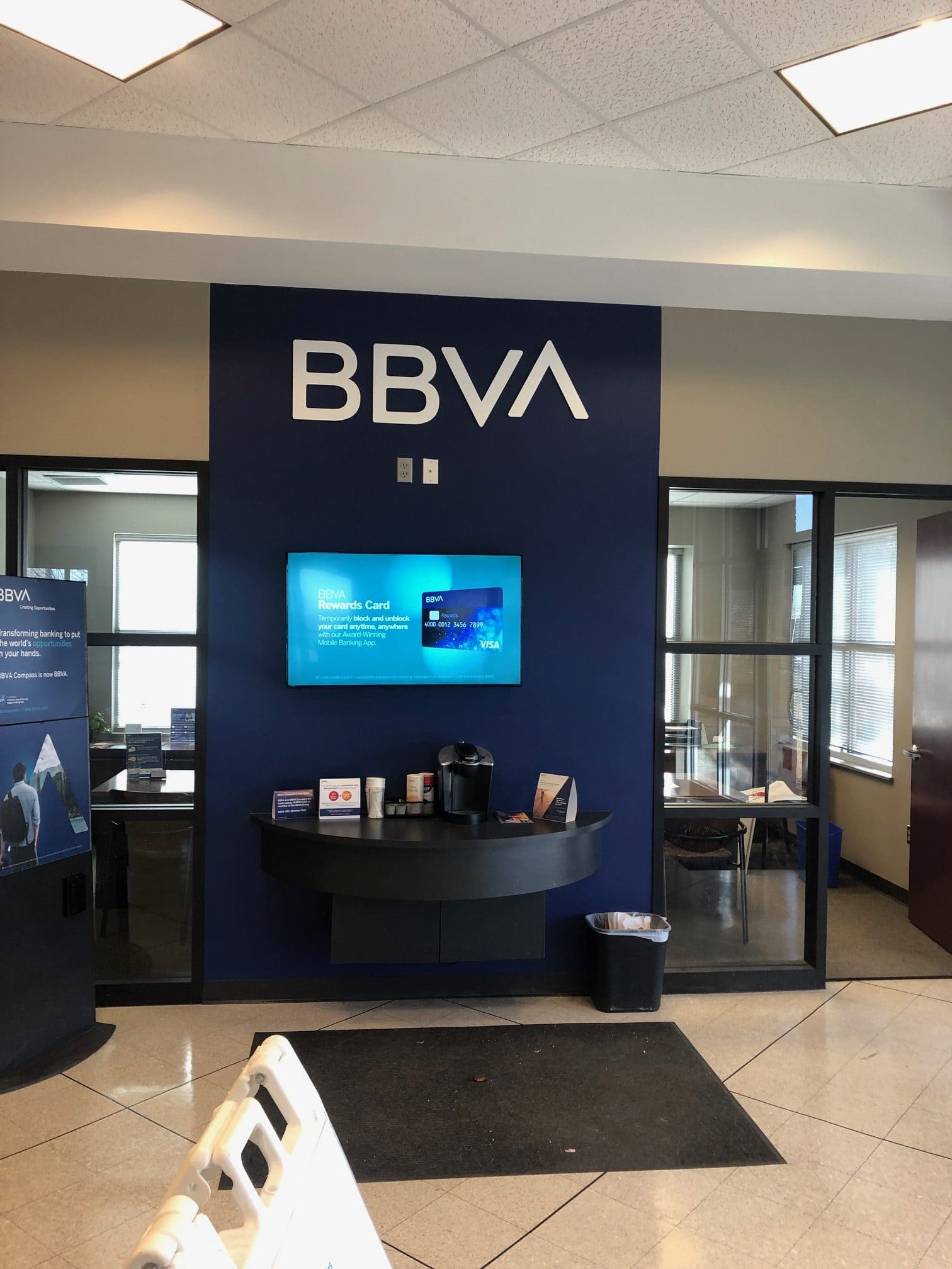 BBVA Digital Signage displayed in bank interior